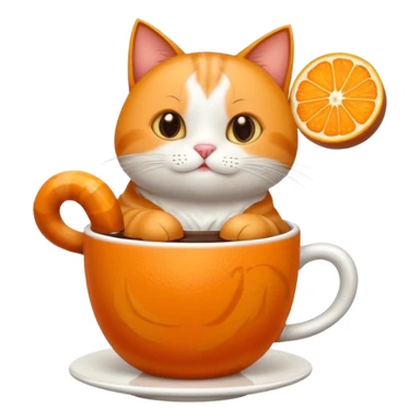Gato naranja tomando café frio con un popote agarrándolo con sus patitas sticker