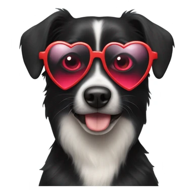 a black dog with heart sunglasses  sticker