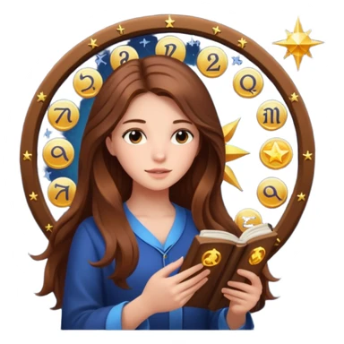emoji of a girl with long hair reading a horoscope sticker