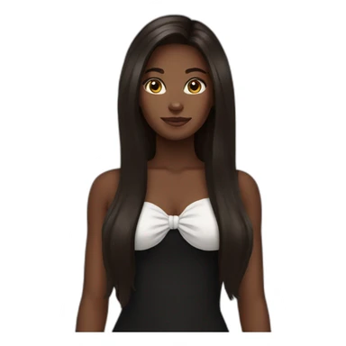 woman brown skin long hair black cat sticker