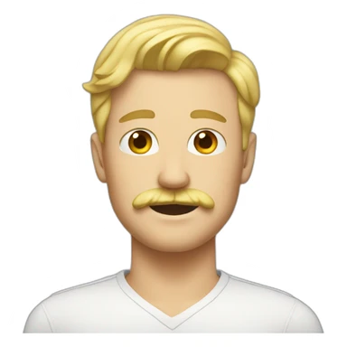 Guy with blonde hair and a mustache sticker