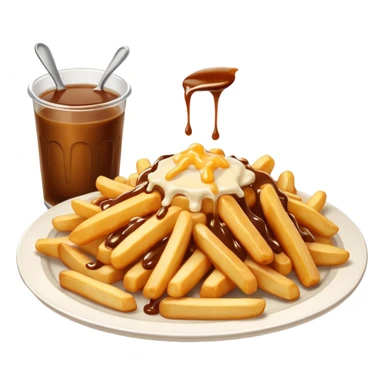 poutine in a white plate sticker