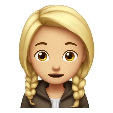 Girl crying over a bou sticker