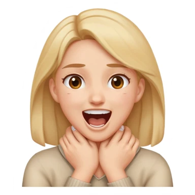 Hands crossed holding neck screaming and laughing girl sticker