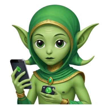 alien with persion crawl custome dress and smartphone sticker