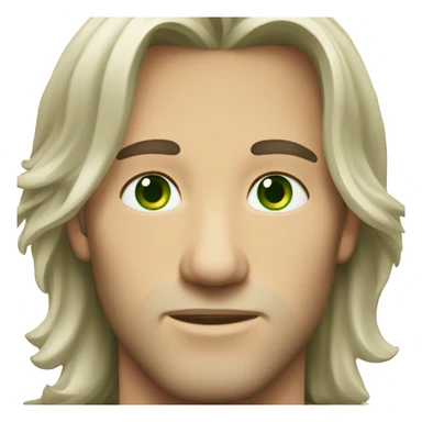 Gemini handsome man with clear face green eyes and long hair sticker