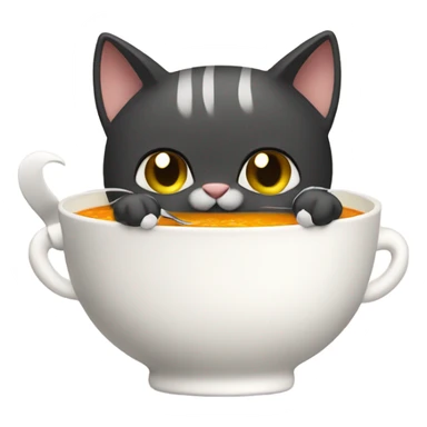 Cat eating soup sticker
