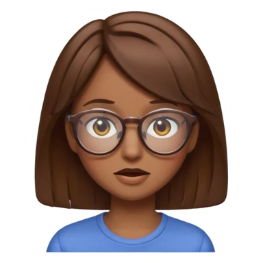expressive girl with brown hair and glasses, Discord emoji style sticker