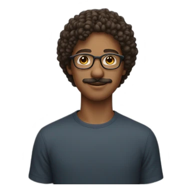 young man with rounded mustache and oval glasses and curly hair sticker
