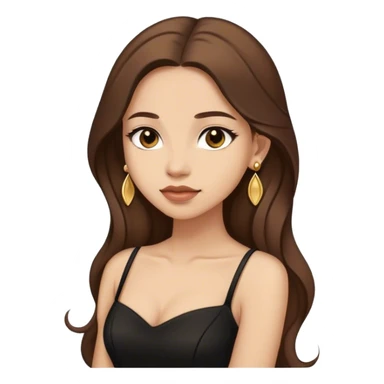 Beautiful woman,cute, long brown hair in dark dress with gold earrings sticker