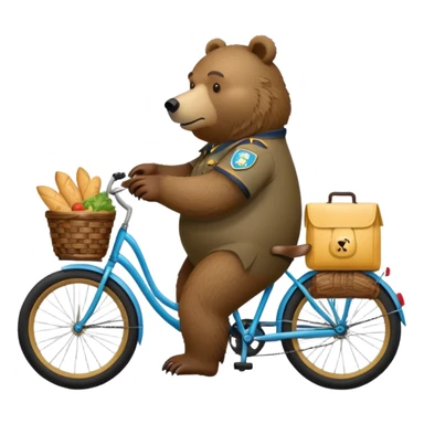 Un oso grizzly de repartidor de comida  en una bicicleta  sticker
