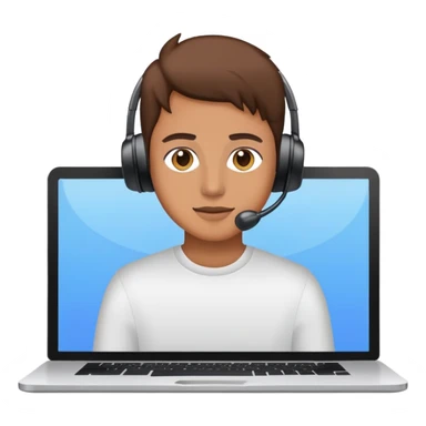 person streaming on webcam with computer sticker