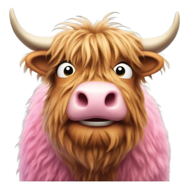 Pink fluffy Highland ￼ cow sticker