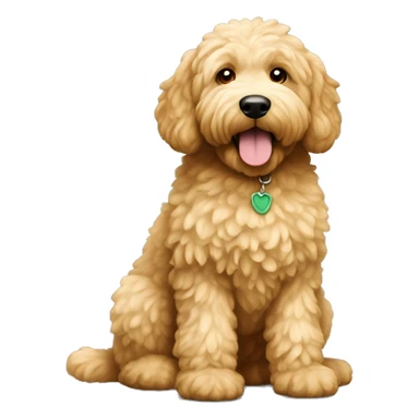 full body sitting golden doodle with light fur and hazel-green eyes sticker