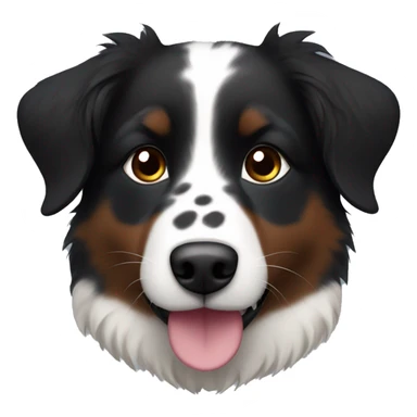 Small black australian shepherd dog with maroon hearts sticker