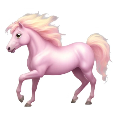 Horse "A pastel pink horse with a glowing, flowing mane, shimmering hooves, and a magical light aura following its elegant strides." sticker