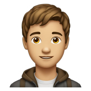 garçon adolescent cheveux bruns court sur les cotés lisse sue le dessus premier de la classe sticker