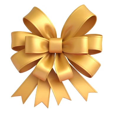 3D emoji style bow, gold, metallic and luxurious sticker