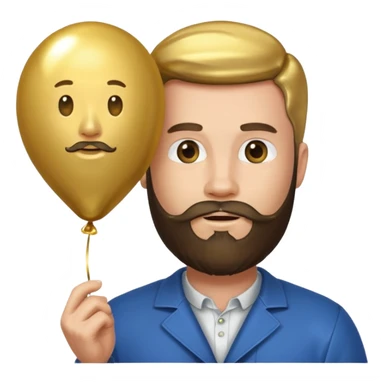Bearded man hold gold balloon sticker