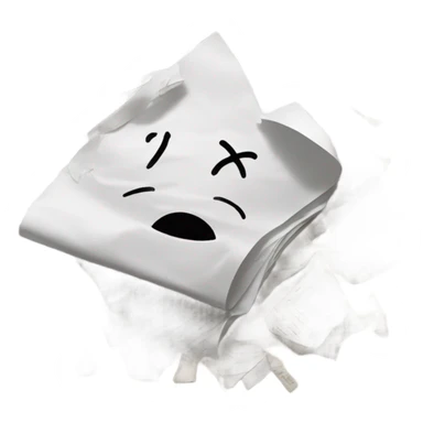 a crumbled sheet paper on trash sticker