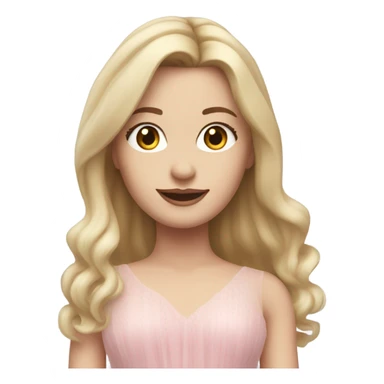 Realistic White woman with Long blonde straight hair, wearing Long soft pink tiered tulle skirt, isolated sticker