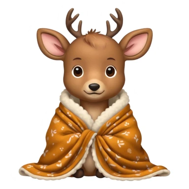 Cute deer with blanket wrapped around sticker