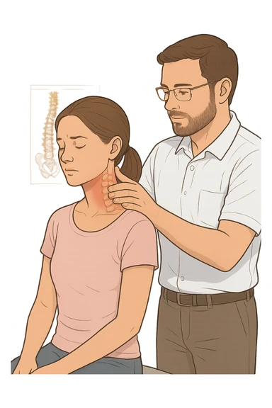 Donna dall'osteopata per il suo problema alla cervicale sticker