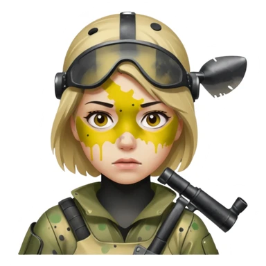 paintball player face girl sticker