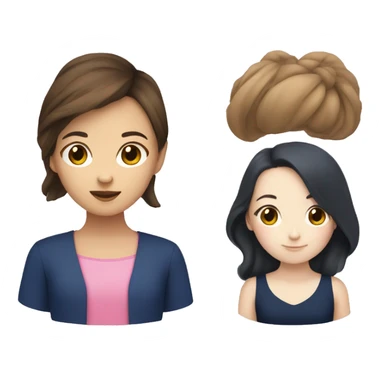 Asian girl with pink top and white girl brown hair with navy top sticker