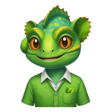 A chameleon with a shirt that says CELANS sticker