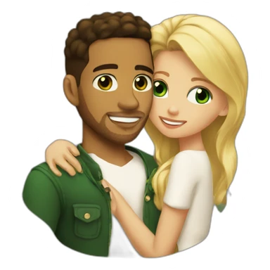 Romeo santos and blond girl green eyes hugging sticker