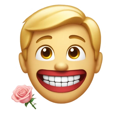 Smiling emoji with rose in his teeth  sticker