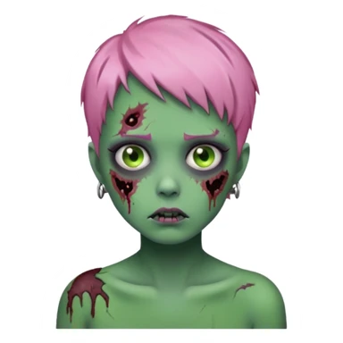 zoombie girl pink short hair, green skin sticker