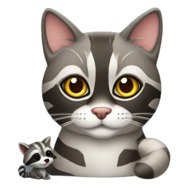cat with a raccoon sticker