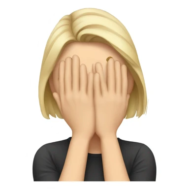 white woman hiding his face using hands, overwhelmed, sad expression sticker