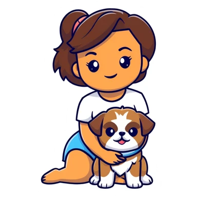 dark-skinned woman holding a Shih Tzu dog sticker