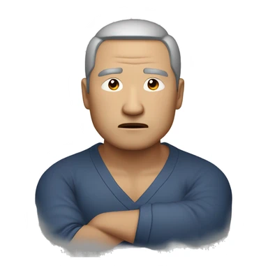 "Serious 50-year-old Asian man. Raised fist clenched tightly, white knuckles. Furrowed brows, clenched jaw. Eyes focused ahead. Posture radiates unwavering determination and commitment."
 sticker
