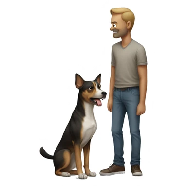 angr dog standing on a man sticker
