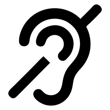 deaf icon, ear with a line through it, simple and bold sticker