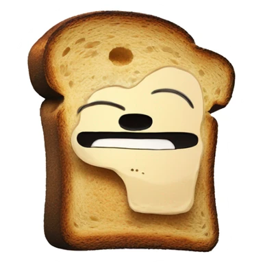 a slice of toast there are black charred bits on him, he is very sad and Happy and lonely, in the middle of nowhere, in the style of a moebius comic drawing  a slice of toast sticker