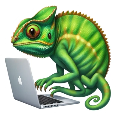 chameleon typing on laptop sticker