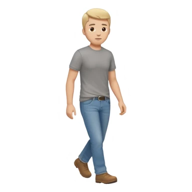 White male walking to the left full body in jeans and grey t-shirt sticker