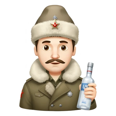 drunk Russian man with vodka bottle and ushanka hat sticker