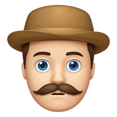 Crie um emoji de um menino de boné cabelo pro lado triste e bigode sticker