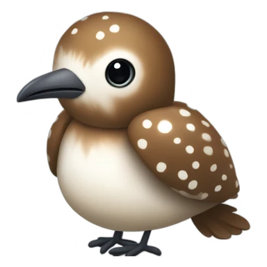 fluffy brown speckled sea bird with white spots and long legs sticker