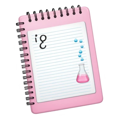 open baby pink note book with neat chemistry notes sticker