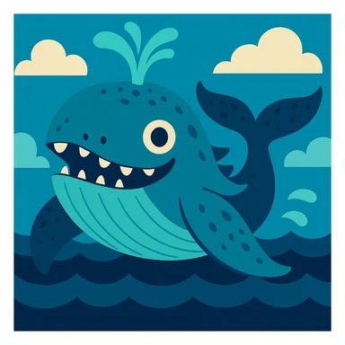 Big humpback whale monster sticker