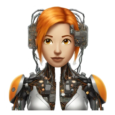 Head Female cyborg orange hair and circuits sticker