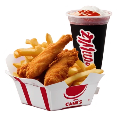 raising canes box combo with soda sticker