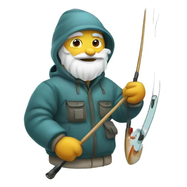 winter fishing sticker